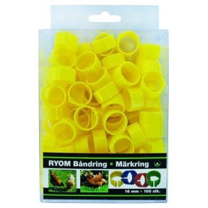 Bndringe plast gul 16mm 100 stk